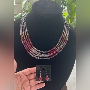 Multicolor Beaded Necklace and Earring Set